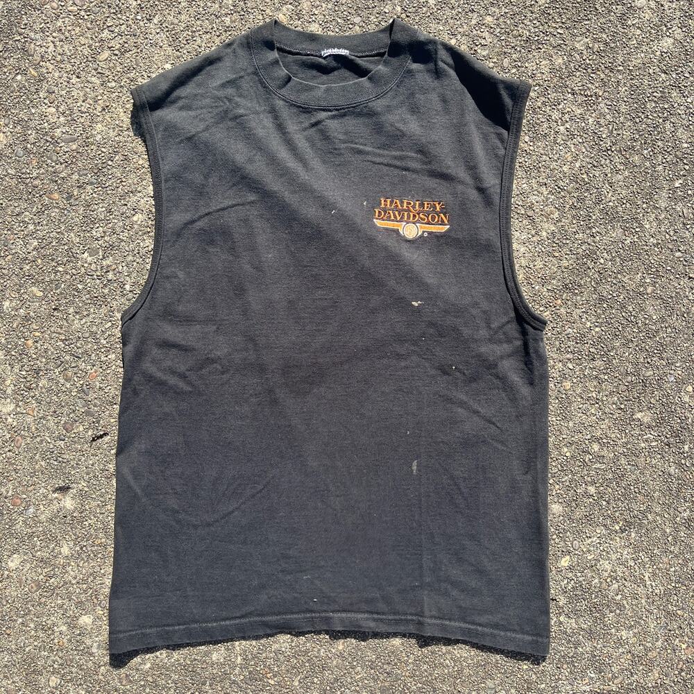 Men’s Black Vintage Harley Davidson Tank Top Size Small